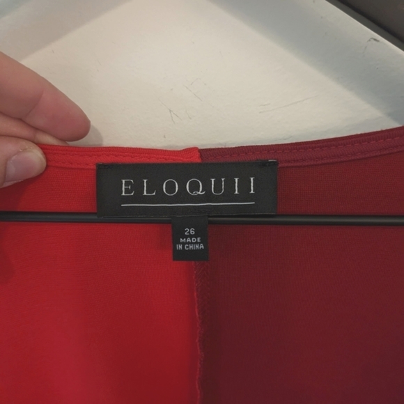 Like New Eloquii 2021 Red Colorblock Wrap Top - Picture 4 of 5